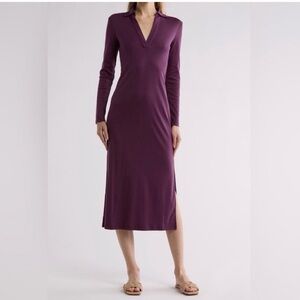 Vince Deep Purple Long Sleeve Dress